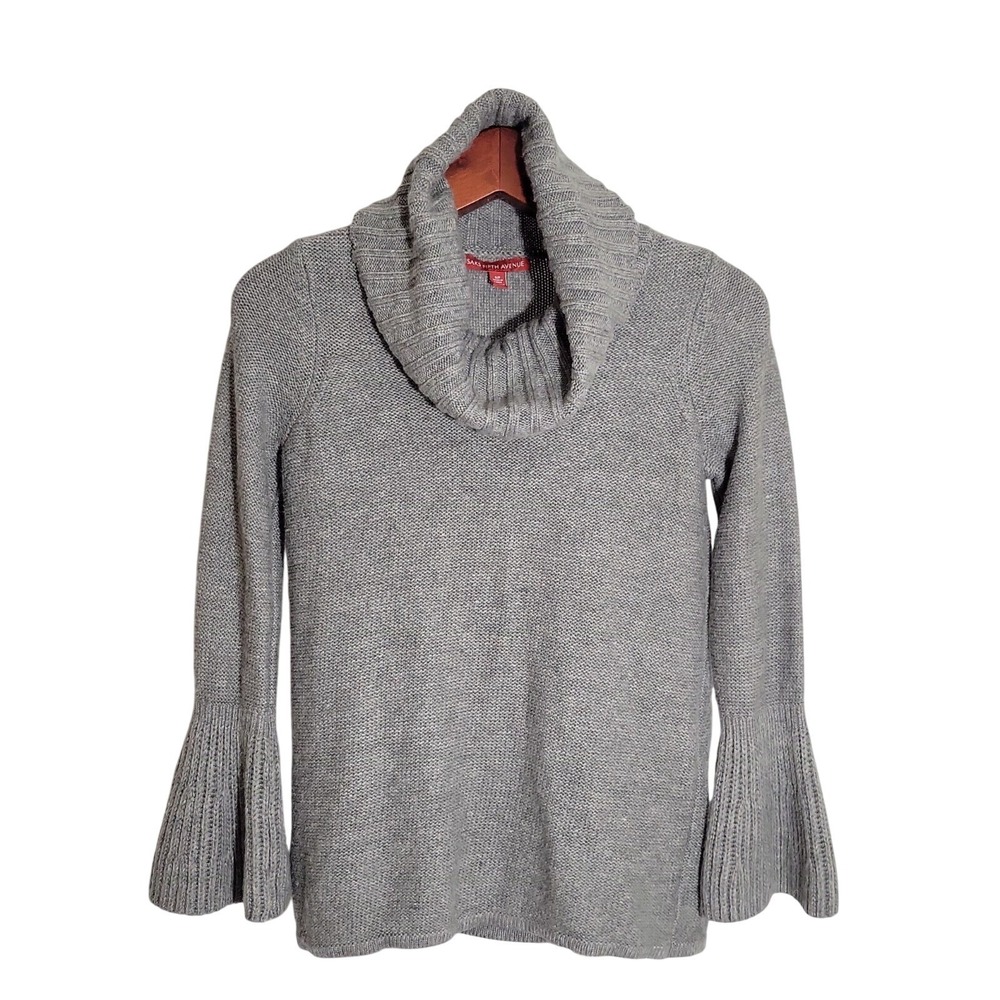 Saks Fifth Avenue Cowl Neck Sweater Versatile Heather Gray Knit Women's P/Small